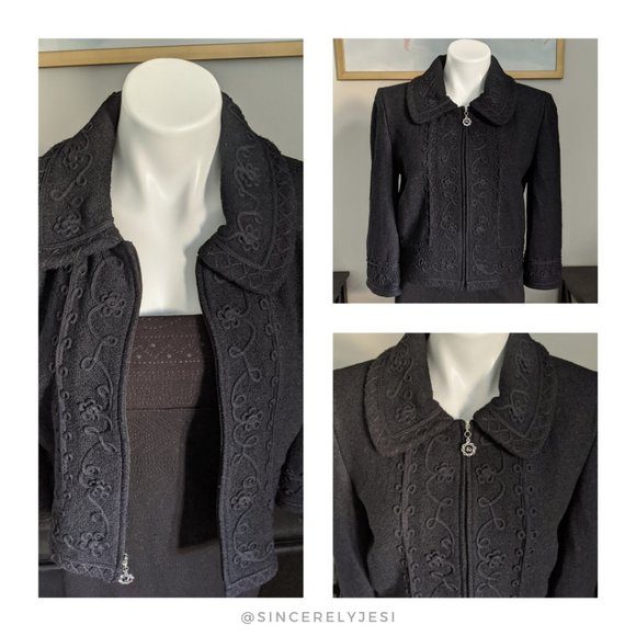 St. John Jackets & Blazers - St. John Couture ▪ Black Floral Embroidered Jacket